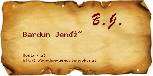 Bardun Jenő névjegykártya